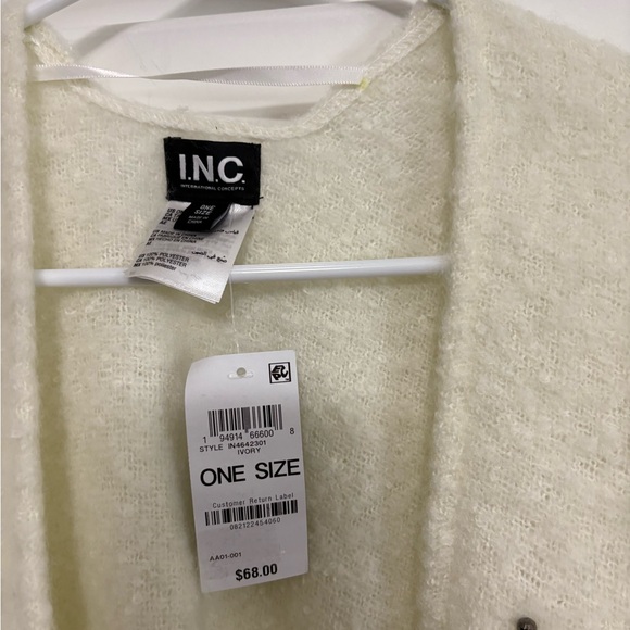 NWT INC Embellished Ivory Fringed Shrug/Topper - Picture 3 of 5